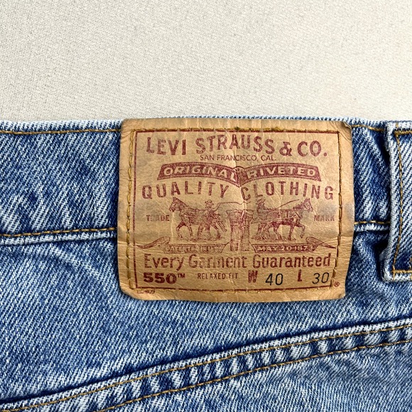 Vintage Levis 550 Jeans Mens 40x30 Blue Denim Relaxed Fit Light Stone Wash 90s - Picture 3 of 14